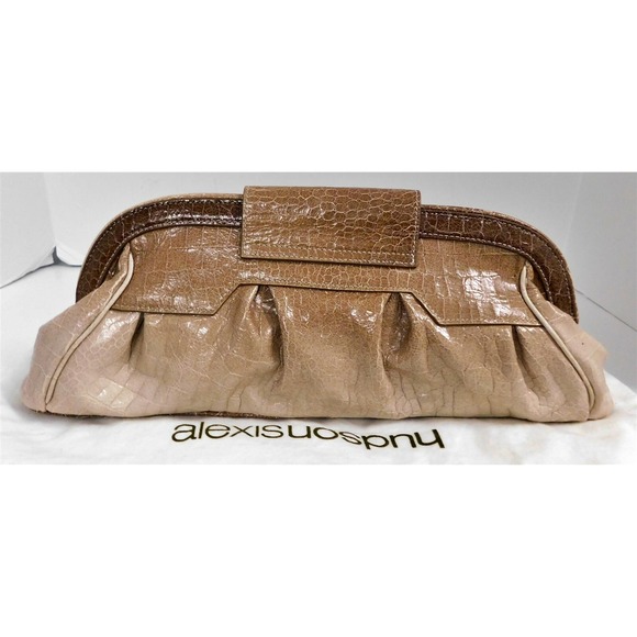 New Alexis Hudson $595rt Zeus Stone Ombre Alligator Embossed‎ Leather Clutch Bag - Picture 3 of 7